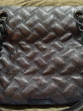Kurt Geiger Quilted Metallic Black Shoulder Bag
